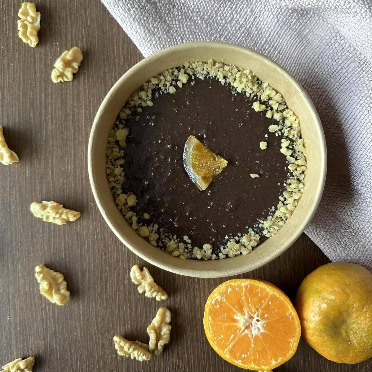 Orange Chocolate Walnut Fudge Bowl